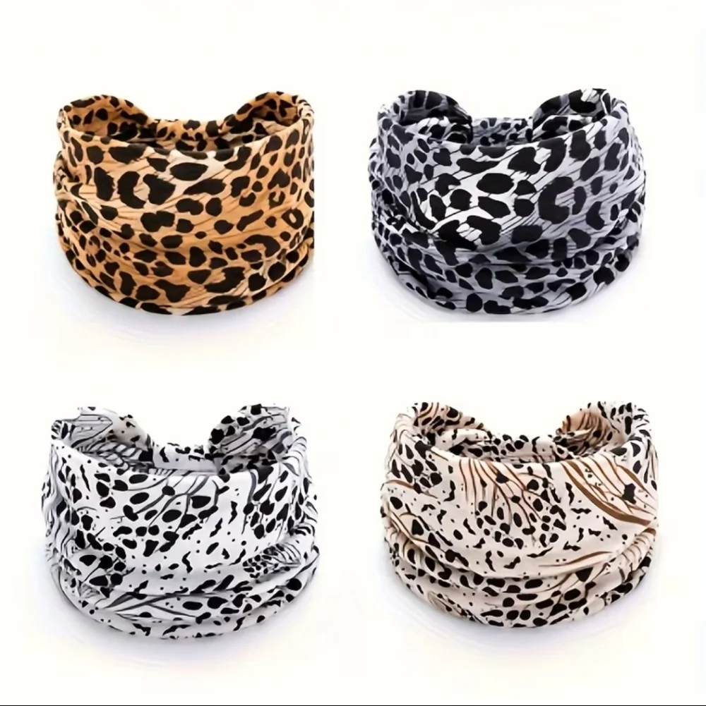 5pc Leopard Print Headband Set